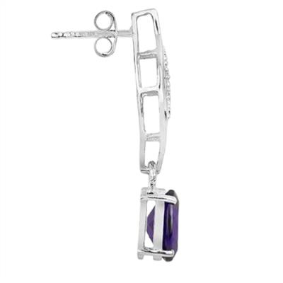 AFRICAN AMETHYST GEMSTONE LEAF EARRINGS IN 925 STERLING SILVER - MANUFACTURERS IN THE USA